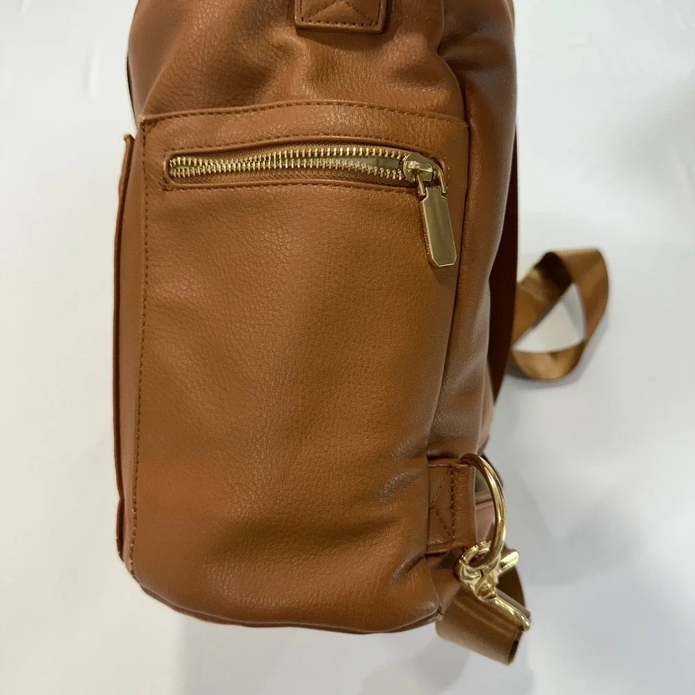 Miss Fong Diaper Bag Backpack Women‎ Large Brown Vegan Leather Insulated Classic